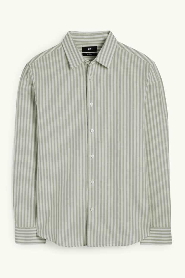 Hommes - Chemise avec teneur en lin - regular fit - col kent - à rayures - vert