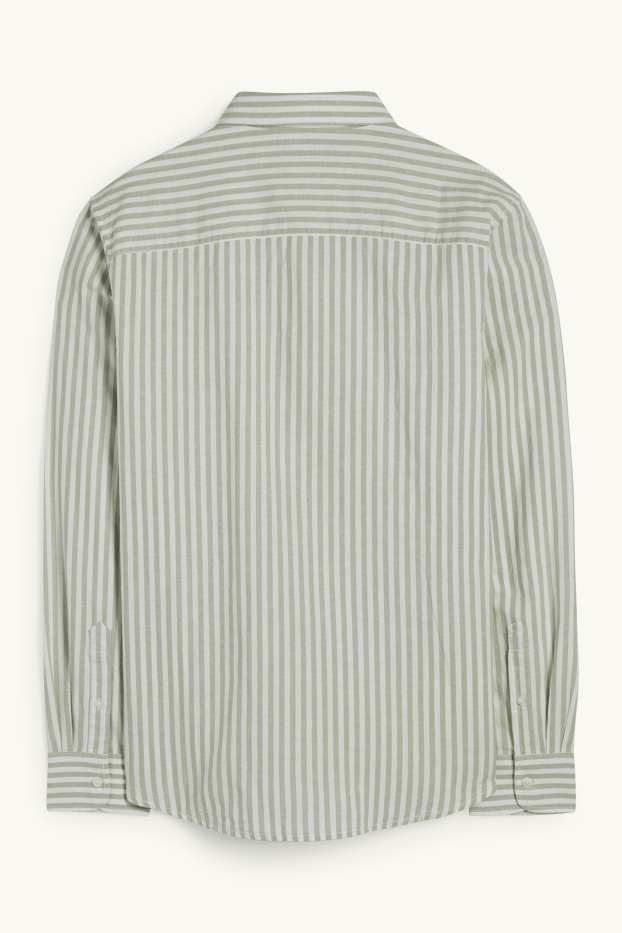 Hommes - Chemise avec teneur en lin - regular fit - col kent - à rayures - vert