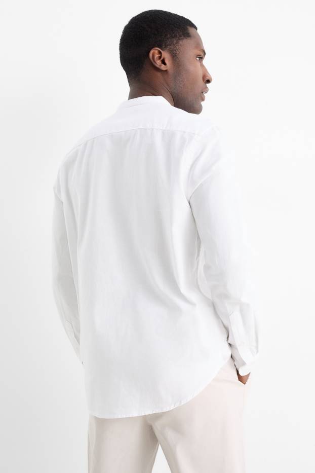 Hommes - Chemise - regular fit - col montant - blanc