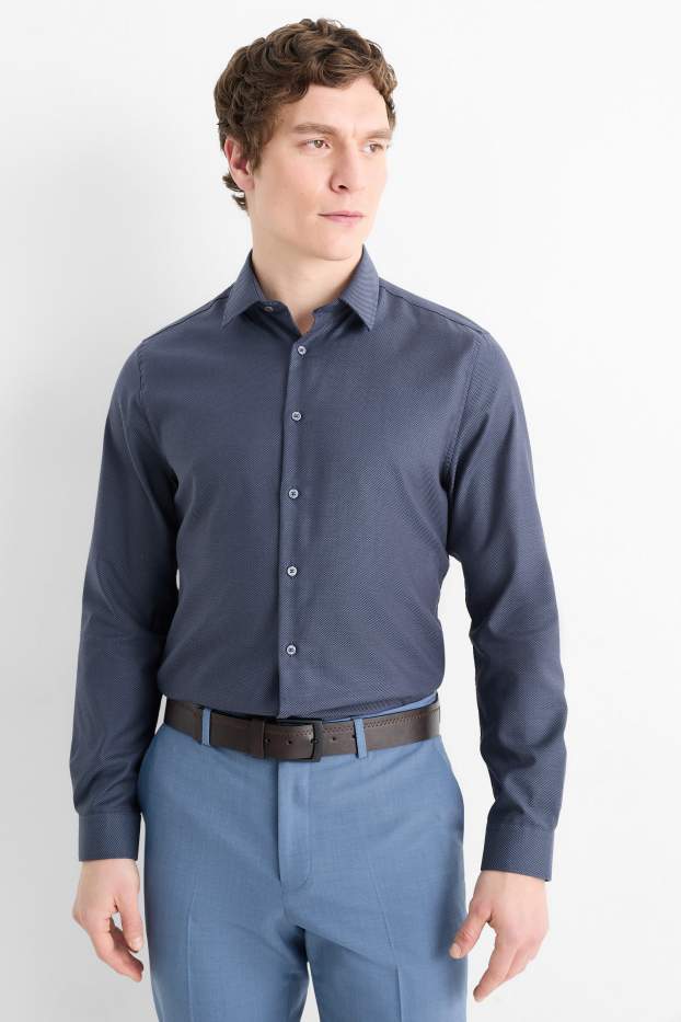 Herren - Businesshemd - Slim Fit - Kent - bügelfrei - dunkelblau