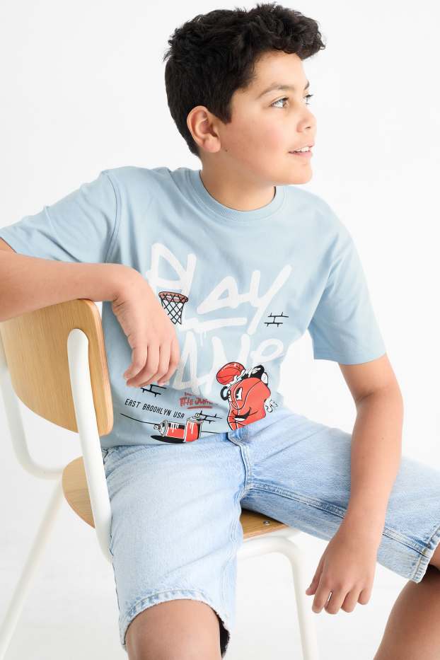 Kinder Jungen - Basketball - Kurzarmshirt - hellblau