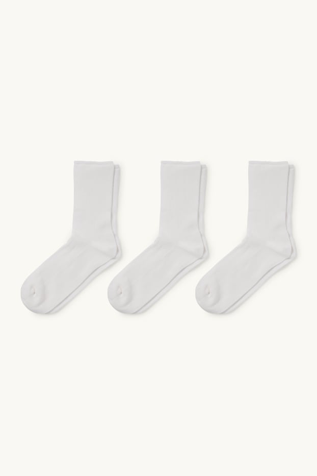 Dámské - Multipack 3 ks - ponožky - komfortní lem - žebrované - bílá