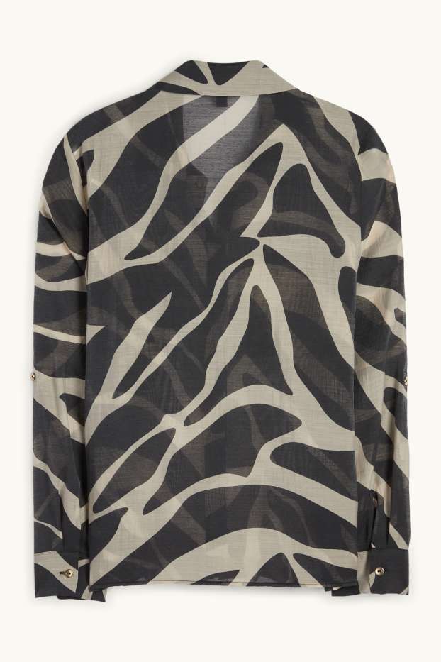 Women - Blouse - patterned - black / beige