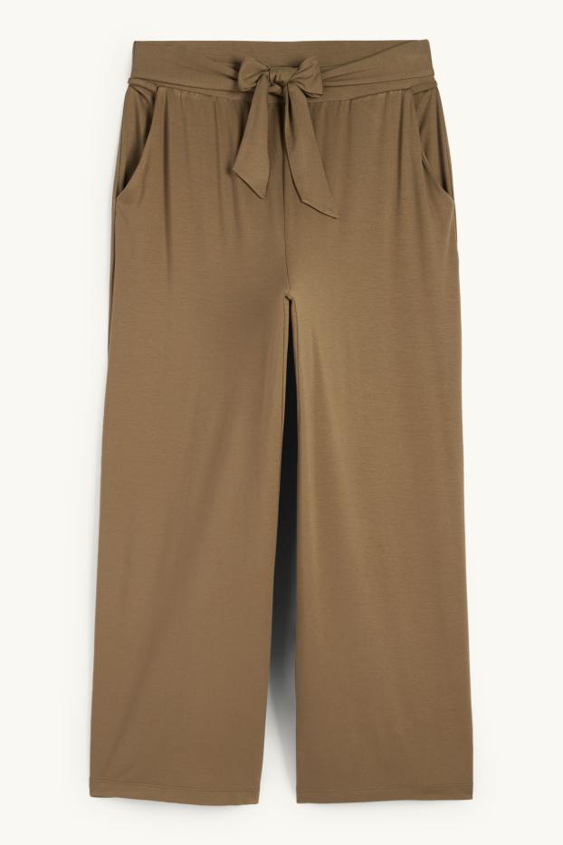 Femei - Pantaloni din jerseu - talie medie - straight fit - kaki