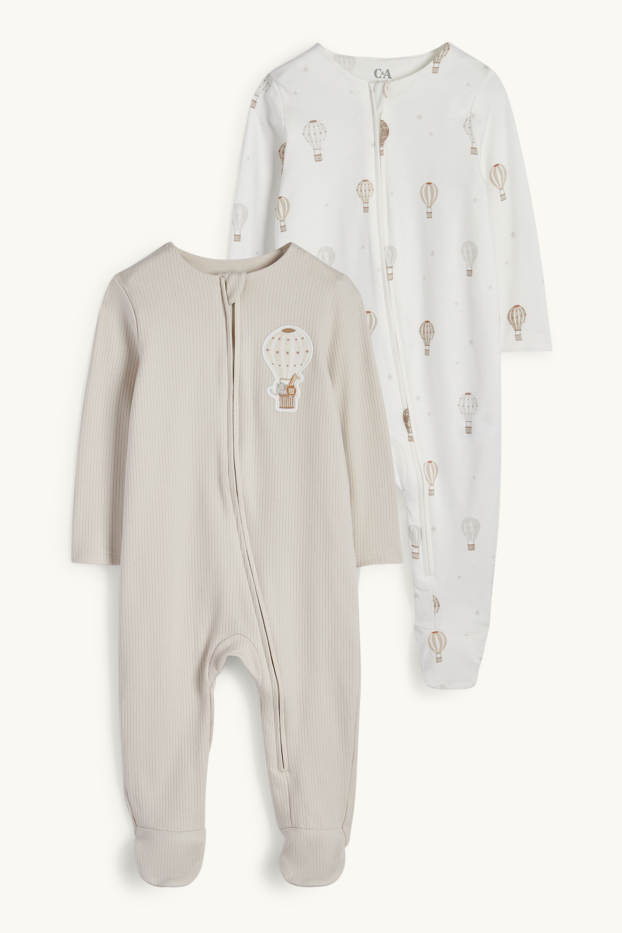 Unisex - Multipack of 2 - hot air balloon - baby sleepsuit - light beige