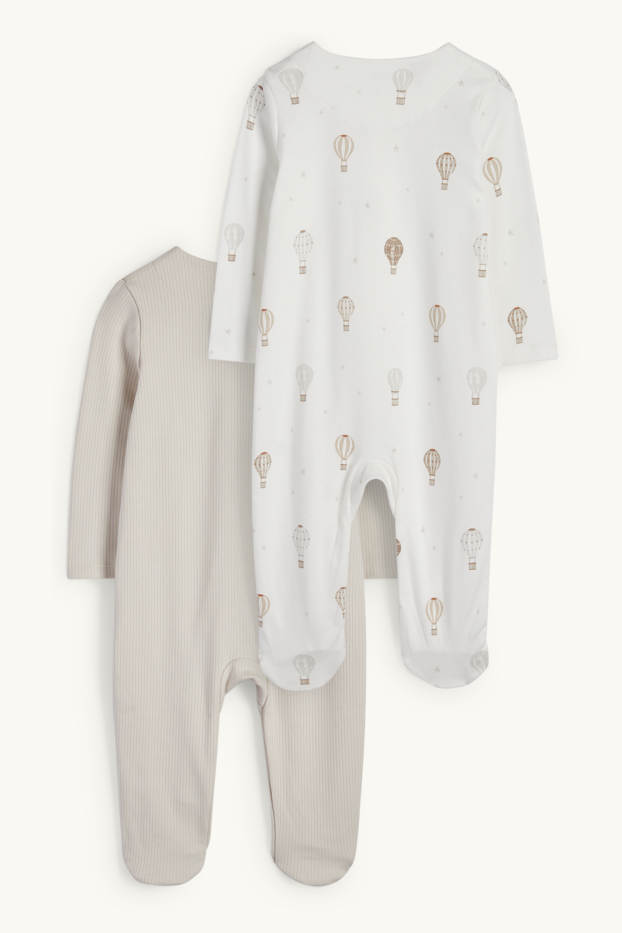 Unisex - Multipack of 2 - hot air balloon - baby sleepsuit - light beige