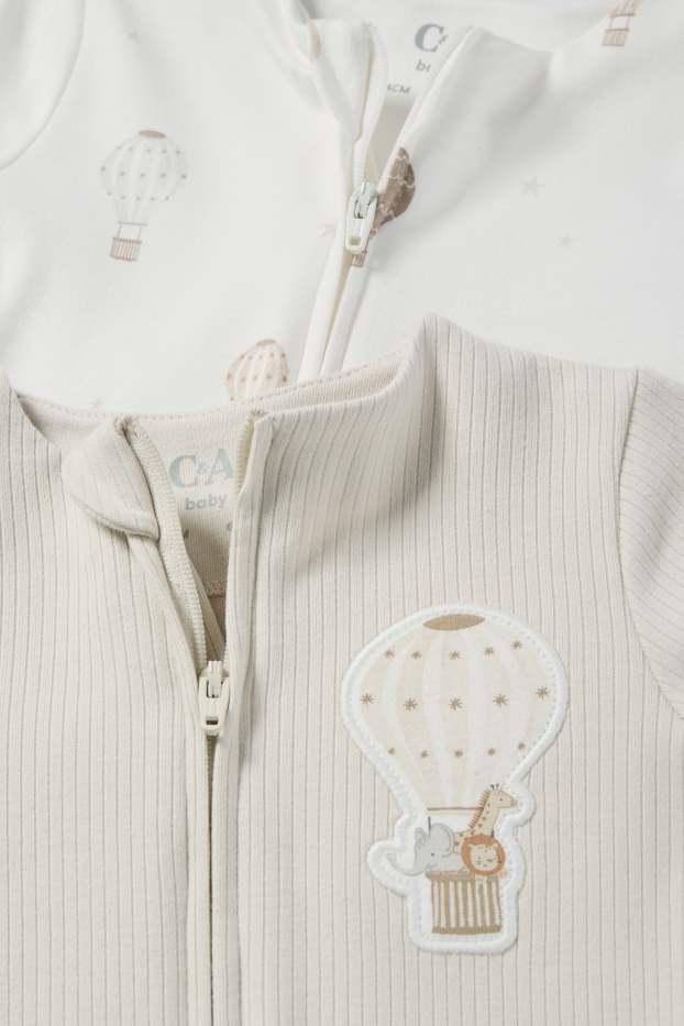 Unisex - Multipack of 2 - hot air balloon - baby sleepsuit - light beige