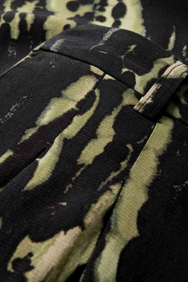 Dona - Pantalons de tela - high waist - wide leg - amb motiu - verd fosc / negre