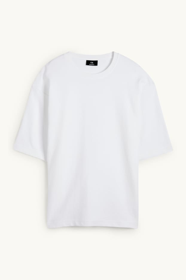 Hommes - T-shirt - relaxed fit - côtelé - blanc