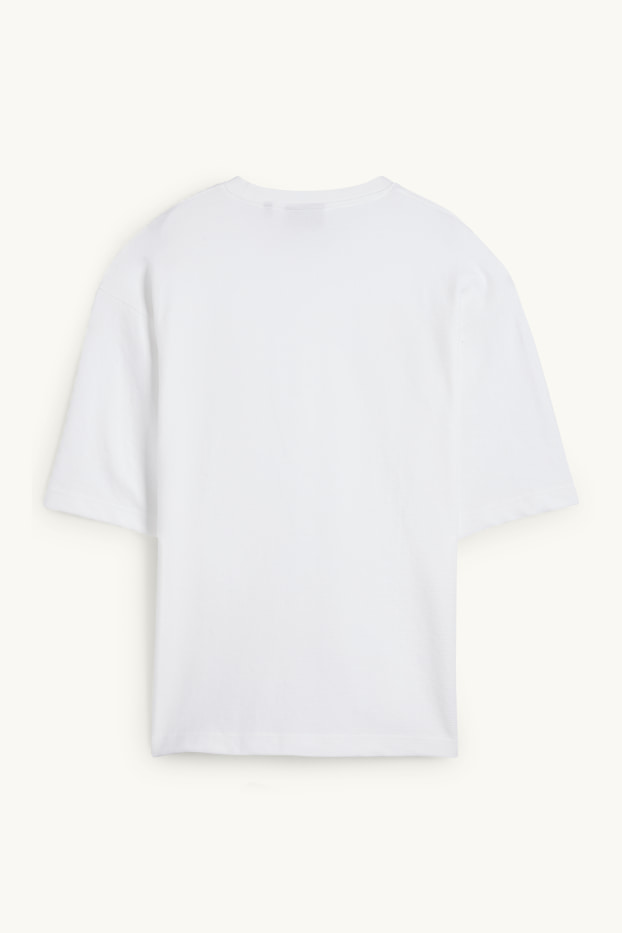 Hommes - T-shirt - relaxed fit - côtelé - blanc