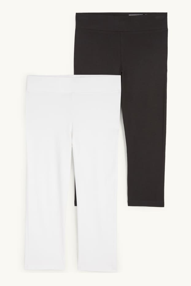 Dames - Set van 2 - basic capri-legging - zwart / wit