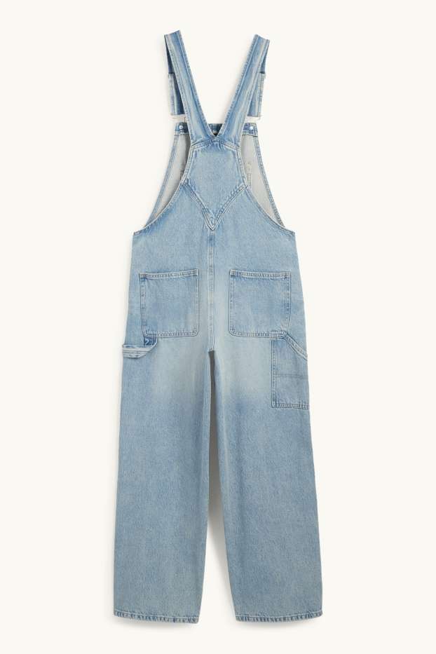 Dames - Denim tuinbroek - loose fit - jeanslichtblauw