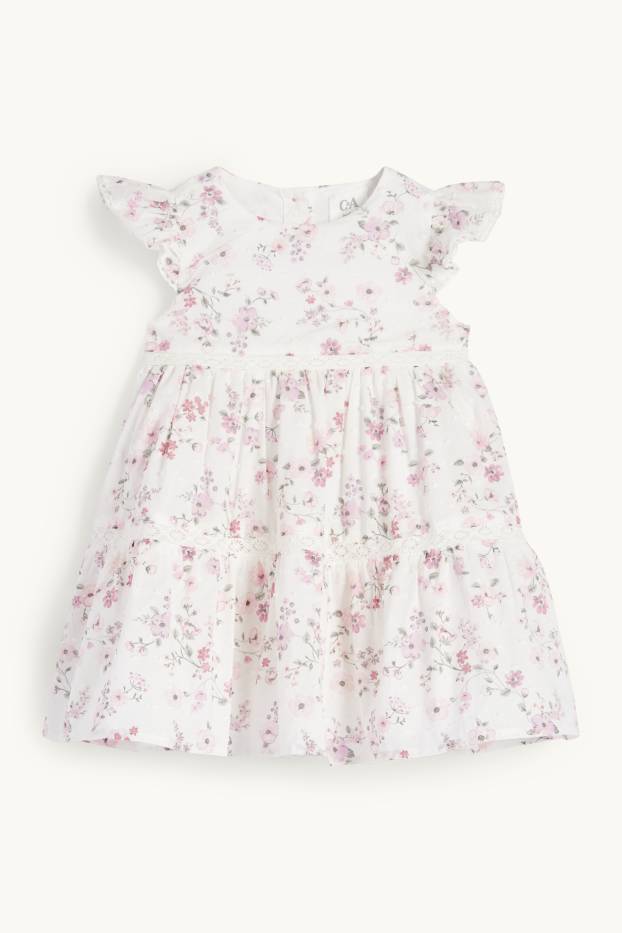 Bébés filles - Robe pour bébé - à fleurs - blanc crème