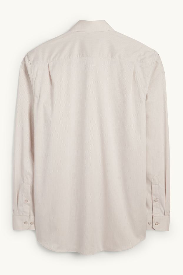 Hommes - Chemise de bureau - regular fit - col kent - facile à repasser - texturé - beige clair
