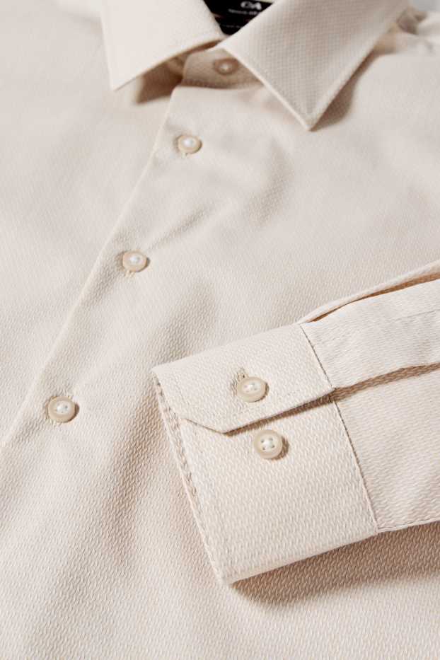 Hommes - Chemise de bureau - regular fit - col kent - facile à repasser - texturé - beige clair
