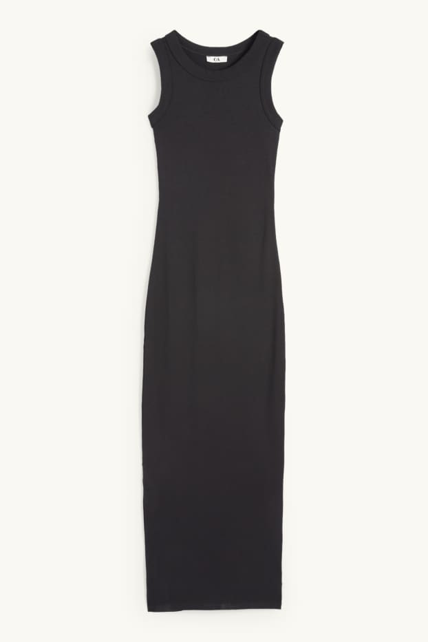 Dámské - Bodycon šaty - žebrované - černá
