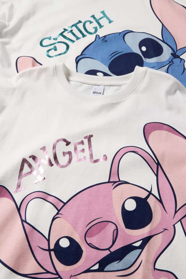 Kinder Mädchen - Multipack 2er - Lilo & Stitch - Kurzarmshirt - weiß
