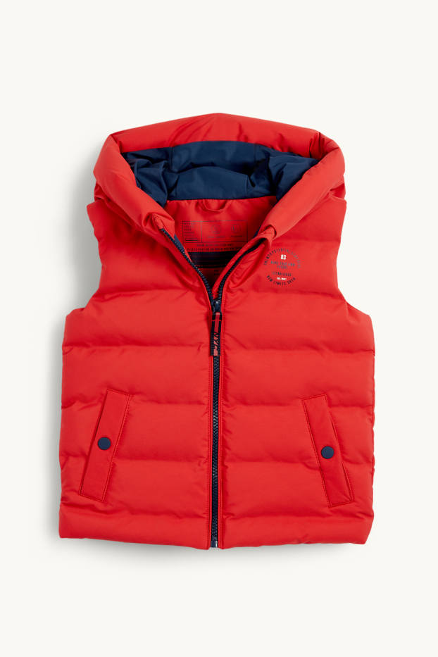 Enfants garçons - Doudoune sans manches à capuche - finition déperlante - rouge