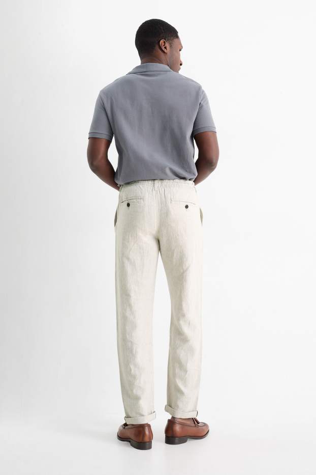 Men - Chinos - tapered fit - linen blend - light beige