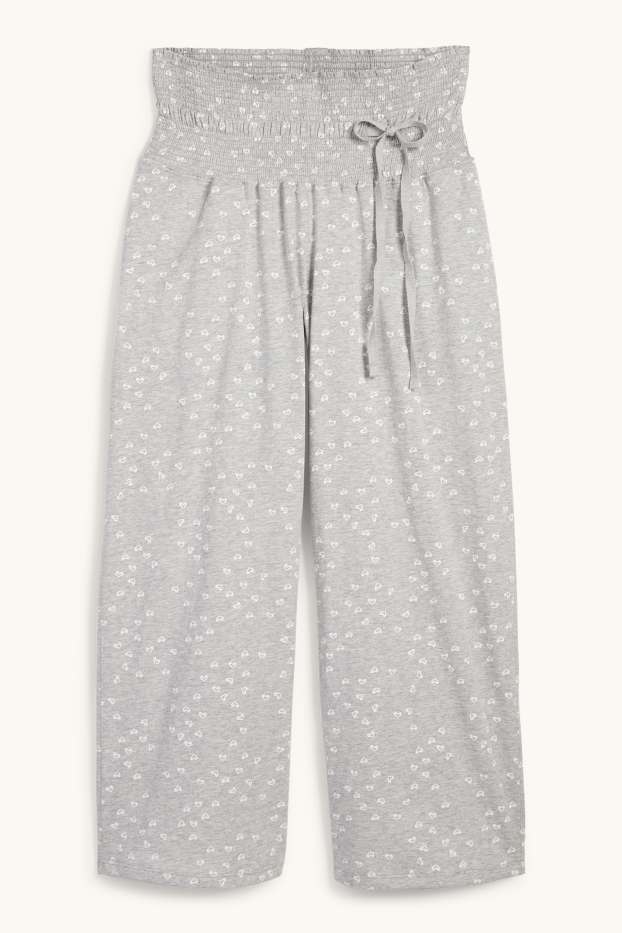 Damen - Umstands-Pyjamahose - gemustert - hellgrau