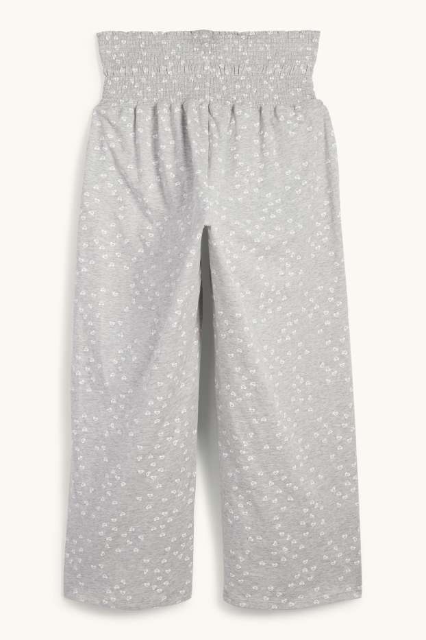 Damen - Umstands-Pyjamahose - gemustert - hellgrau