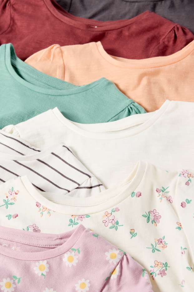 Copii - Fete - Multipack 8 buc. - floare - tricou cu mânecă scurtă - alb-crem