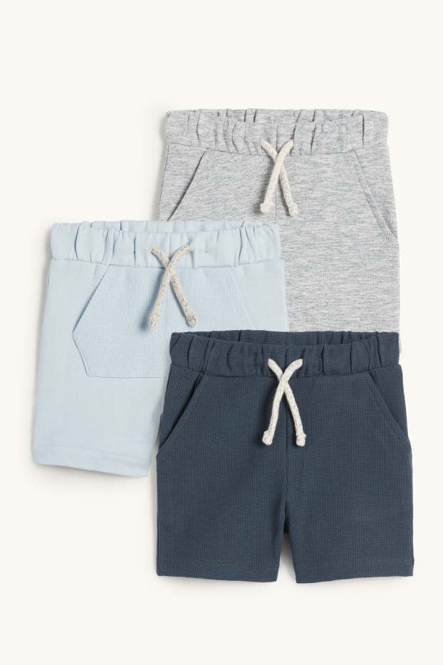 Baby Boys - Multipack of 3 - baby shorts - textured - light blue