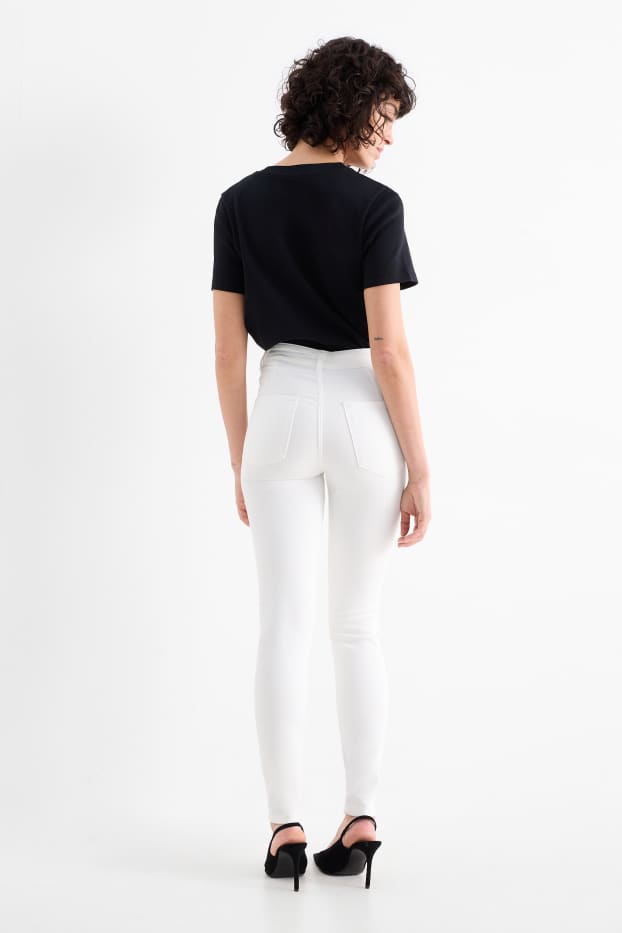 Donna - Jeggings - vita alta - bianco
