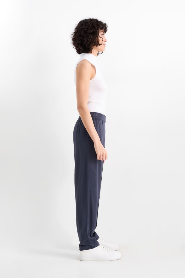 Dona - Pantalons de tela - high waist - tapered fit - blau fosc