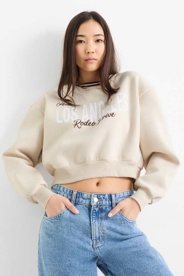 Femmes - Sweat court - beige clair