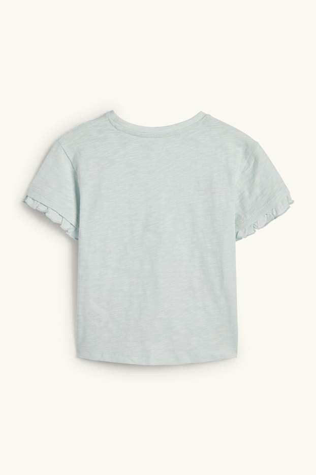 Children Girls - Butterfly - short sleeve T-shirt - turquoise