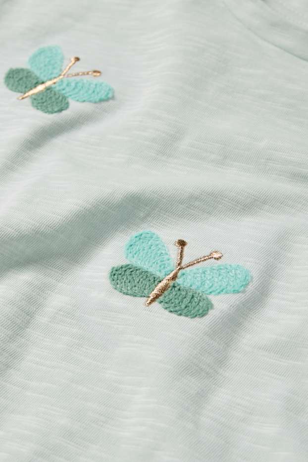Children Girls - Butterfly - short sleeve T-shirt - turquoise