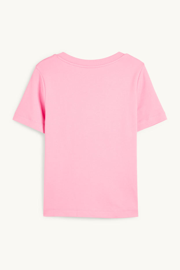 Mujer - Camiseta básica con escote en pico - fucsia