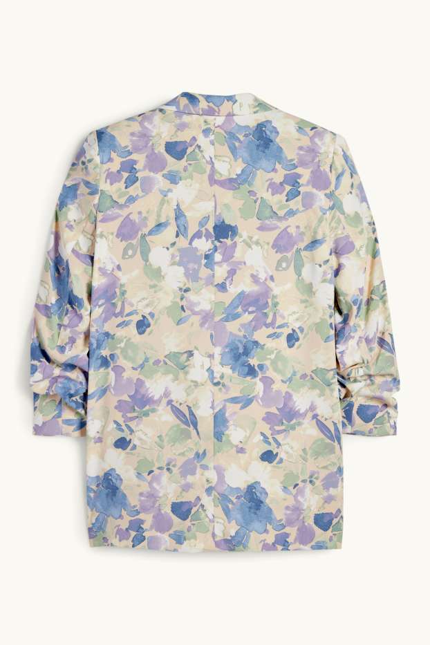 Donna - Blazer lungo - regular fit - a fiori - beige chiaro