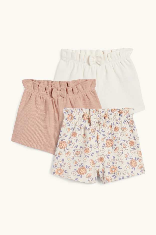 Baby Girls - Multipack of 3 - floral - baby shorts - textured - cremewhite