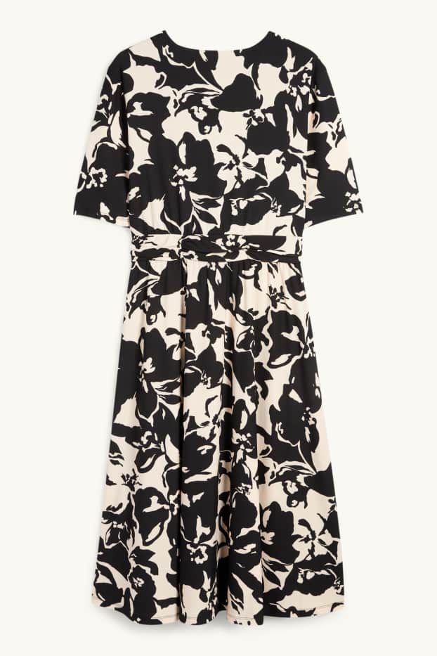 Donna - Vestito fit & flare - a fiori - nero / beige