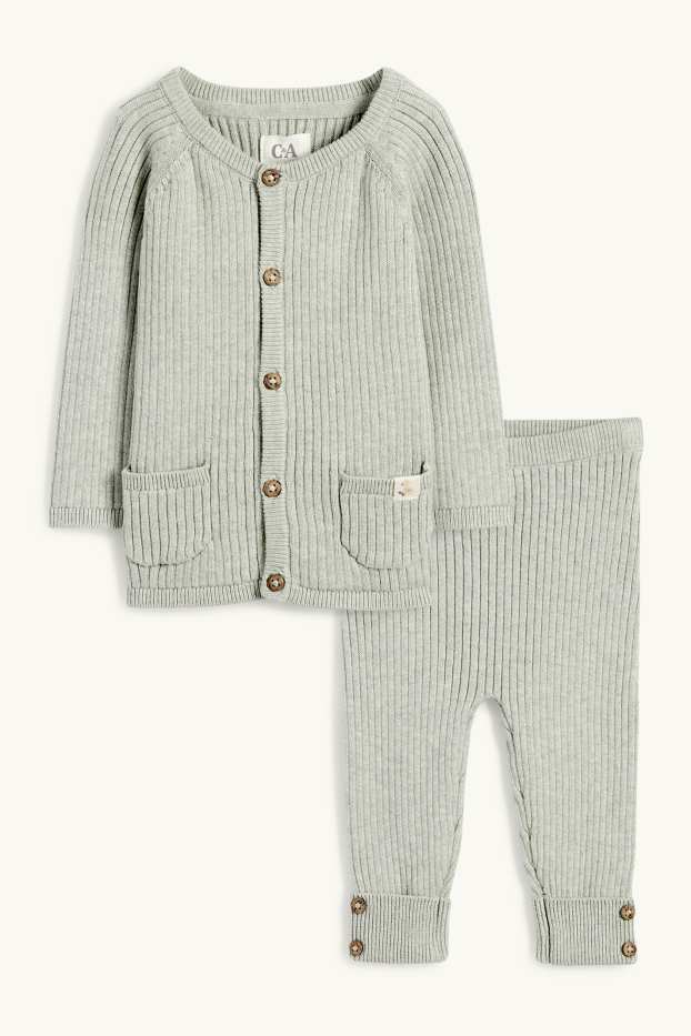 Unisex - Baby-Outfit - gerippt - 2 teilig - mintgrün