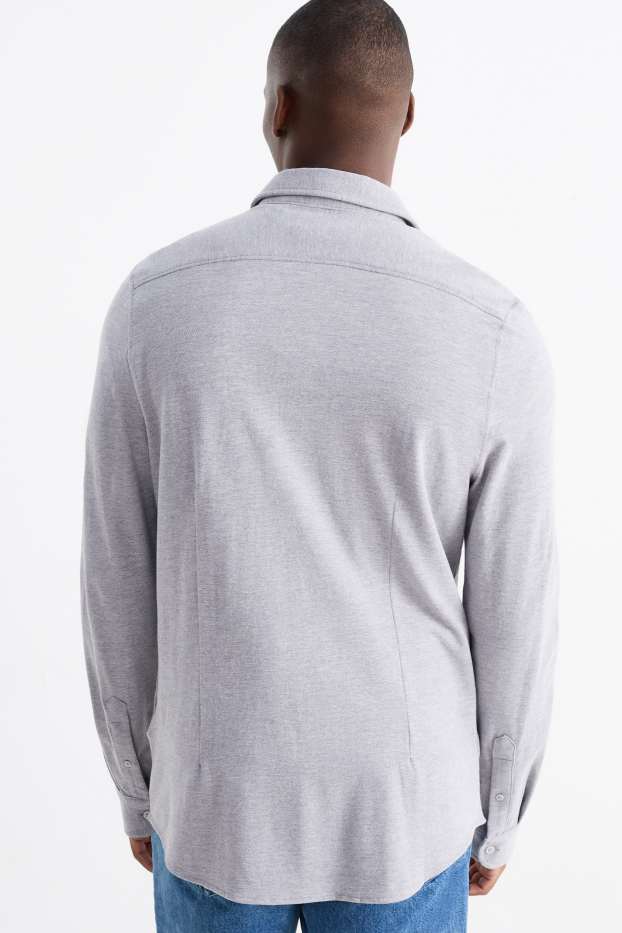 Hommes - Chemise - slim fit - col cutaway - gris