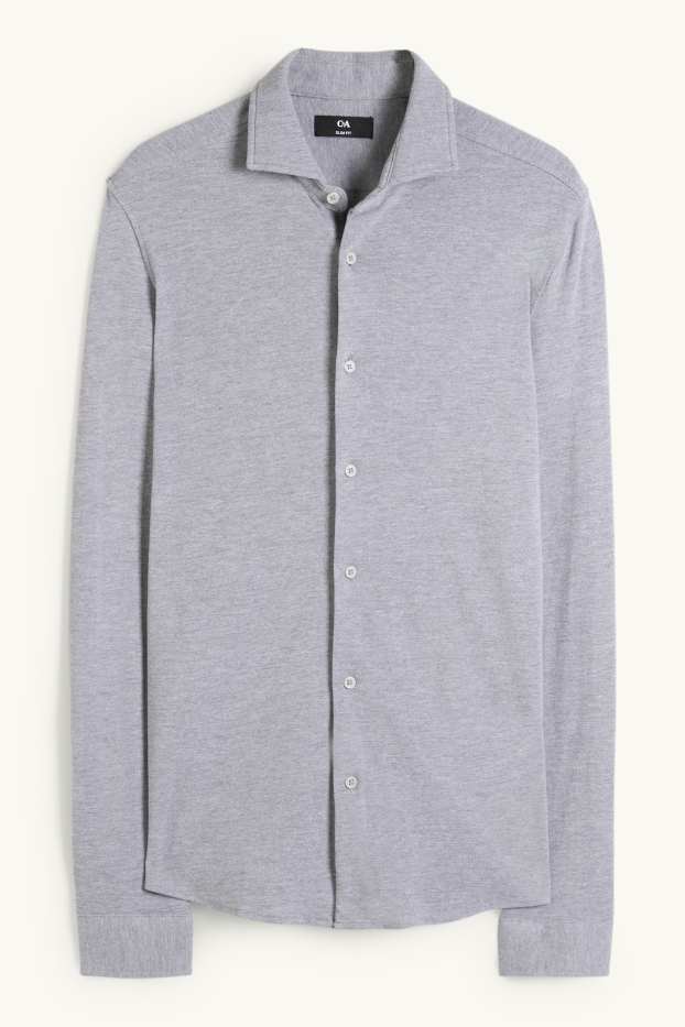 Hommes - Chemise - slim fit - col cutaway - gris