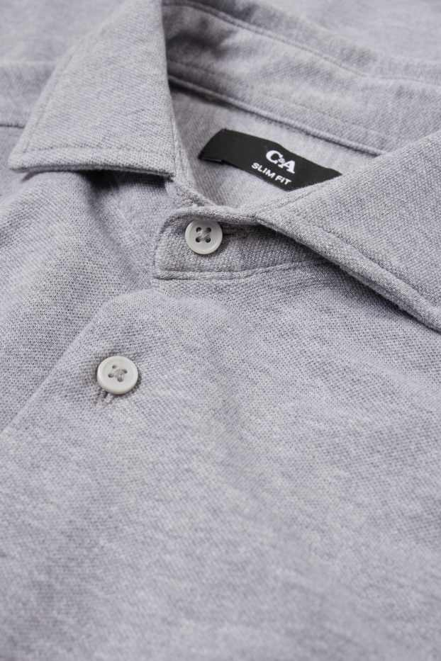 Hommes - Chemise - slim fit - col cutaway - gris