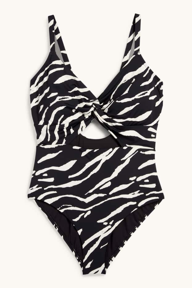 Damen - Badeanzug - wattiert - LYCRA® XTRA LIFE™ - gemustert - weiss / schwarz