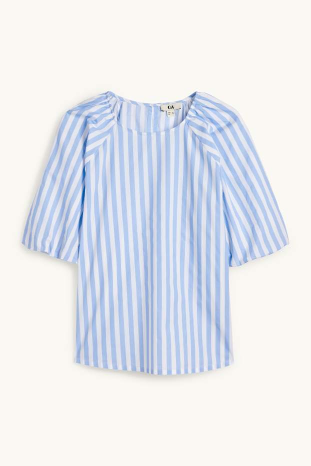 Damen - Bluse - gestreift - hellblau