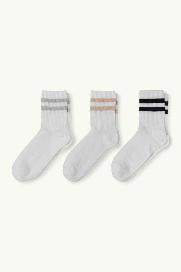 Women - Multipack of 3 - socks - ribbed - white