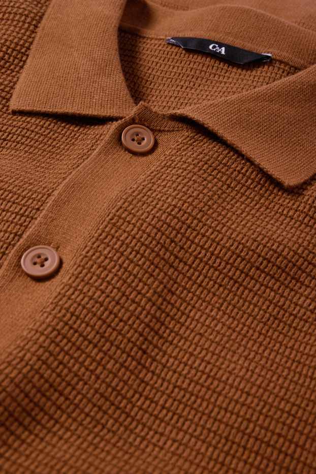 Men - Cardigan - textured - brown