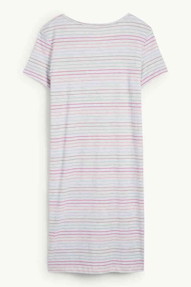 Femmes - Chemise de nuit - à rayures - gris clair chiné