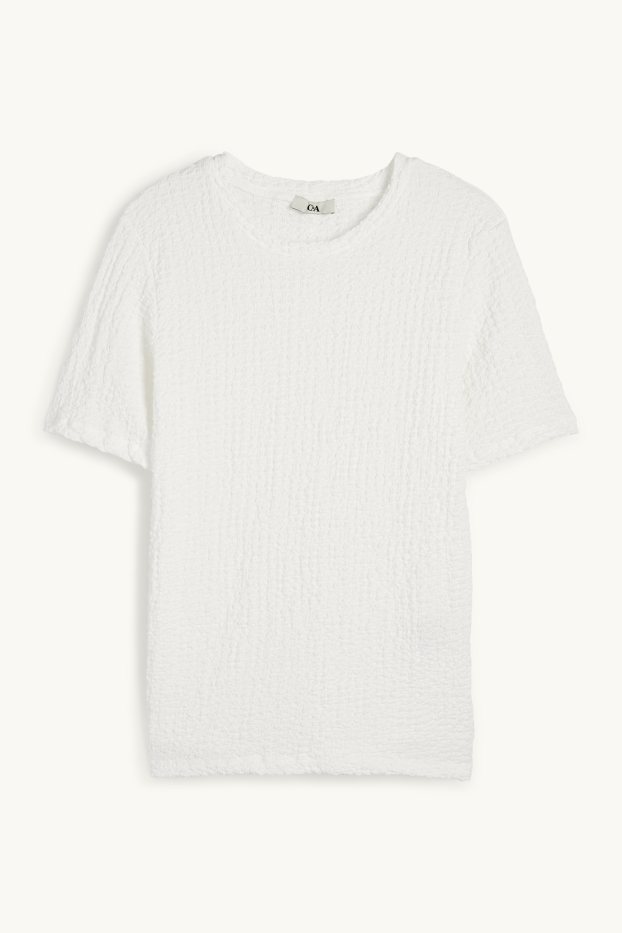 Dámské - Tričko - regular fit - strukturované - bílá