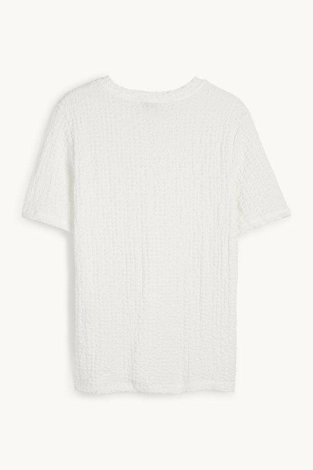 Dámské - Tričko - regular fit - strukturované - bílá