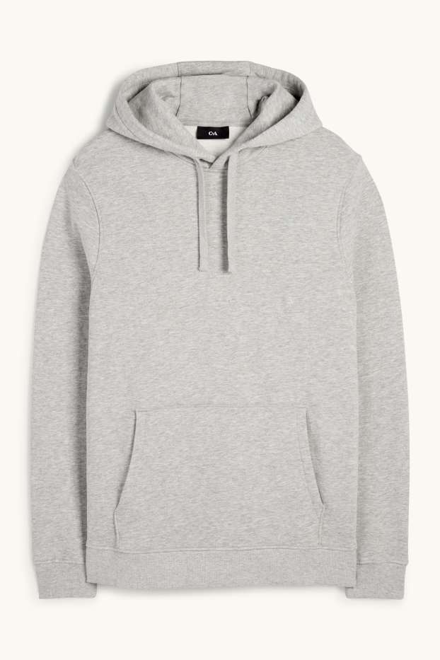 Pánské - Mikina s kapucí - světle šedá-žíhaná