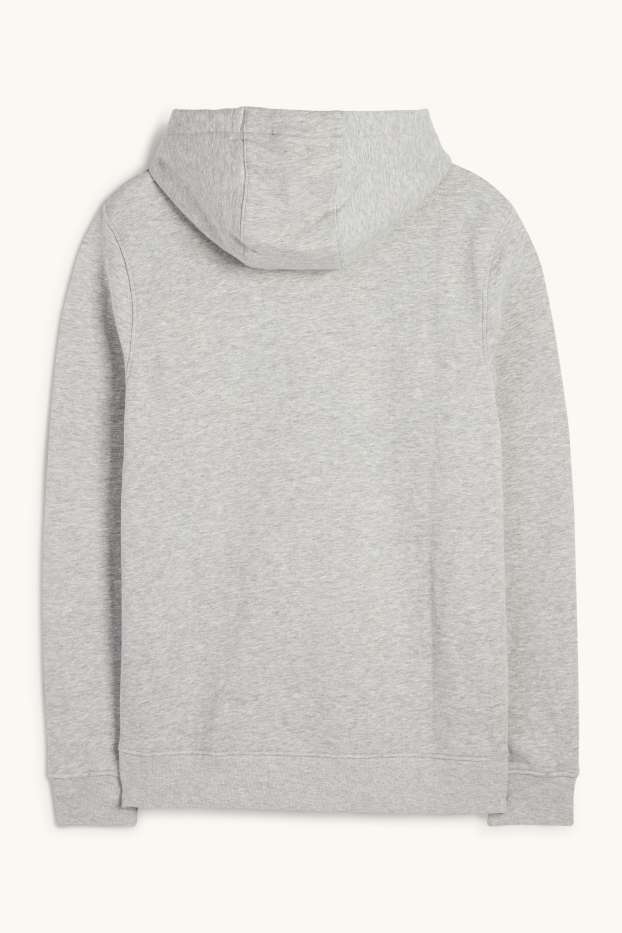 Pánské - Mikina s kapucí - světle šedá-žíhaná
