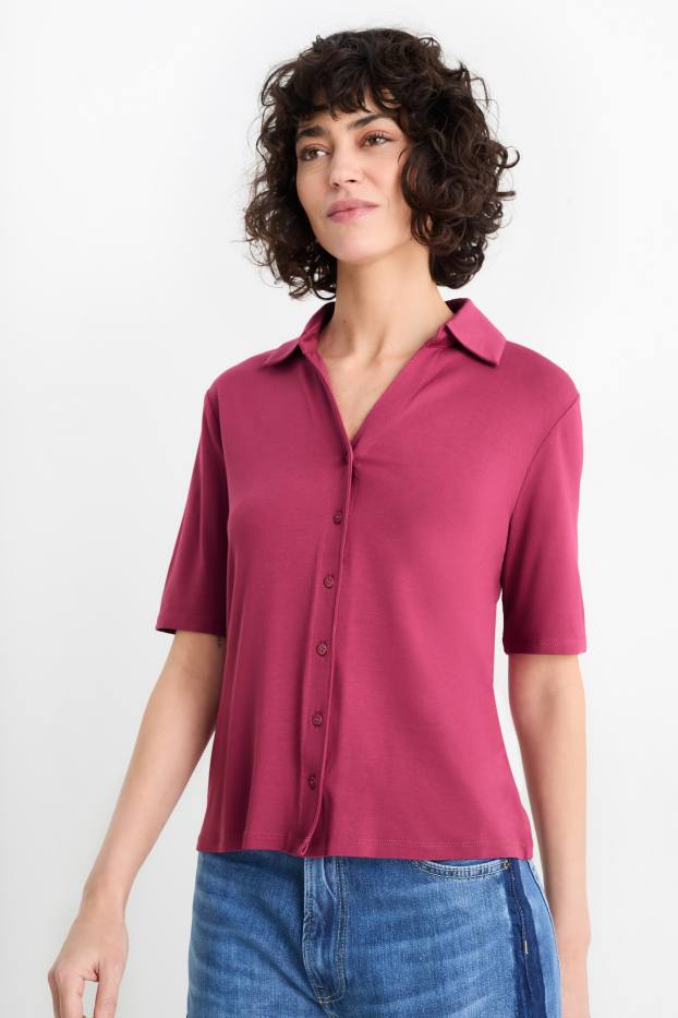 Femmes - Polo en maille - violet
